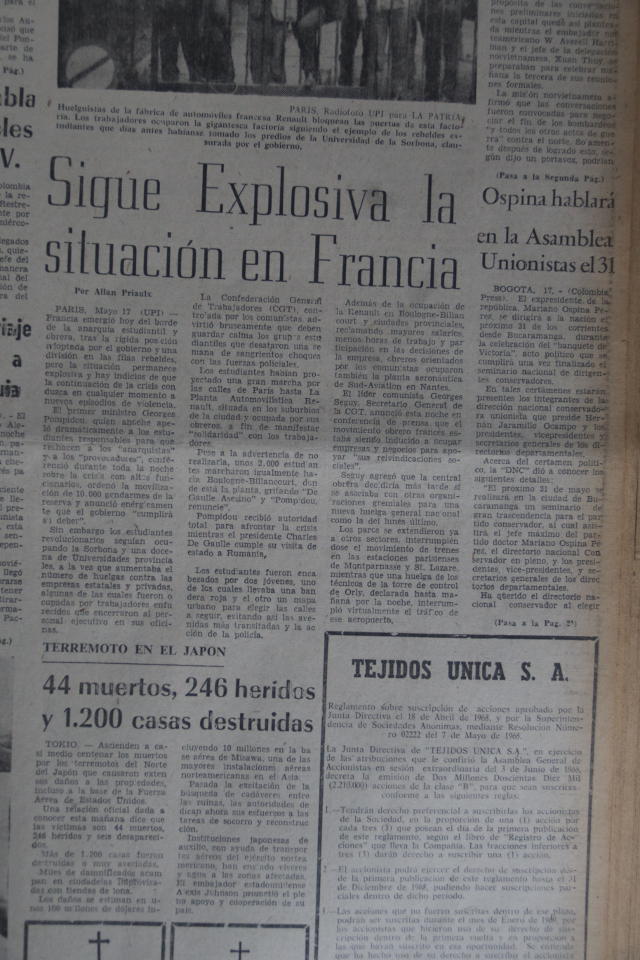periódico mayo del 68 nota Francia 