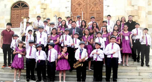 Integrantes de la Banda Sinfónica Infantil de Tibasosa (Boyacá).