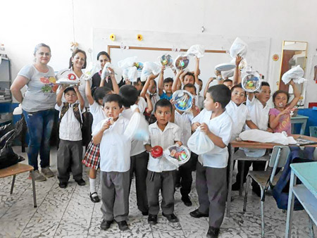 Con estudiantes de Castilla