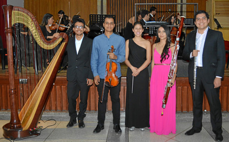 Los ganadores del Concurso Nacional de Jóvenes Intérpretes fueron: Luis Felipe Quiroga, arpa; José Ramírez, violín; Karina Muñoz