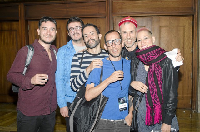 Santiago Gaviria, Julián Giraldo y Sergio Ruda, del colectivo Unloquer; Miguel Vargas, Pedro Soler y Daniela Moreno Pedruski.