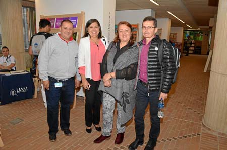 Wbeimar Cano, Grisel Ramos Pineda, Martha Helena Pineda Uribe y Javier Saldarriaga Arango, directores de las bibliotecas univers