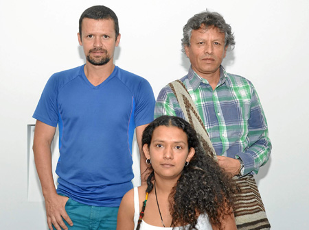 Mauricio Chica, Nisdanis Contreras y Jorge Eliécer Rodríguez, durante la presentación del paisaje sonoro Las Estancias, de un eq