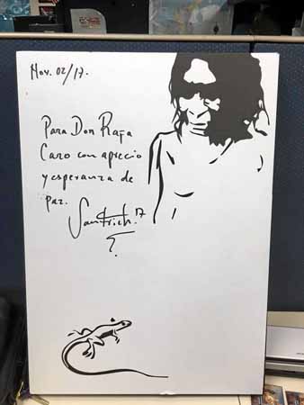 Dibujo al parecer de autoría de Santrich y enviado a Rafael Caro, capo narcotraficante mexicano.