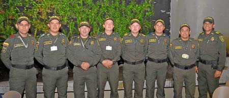 Patrullero Alexánder Rozo Pacheco, patrullero Jorge Isidro León, intendente jefe Faber Correa, patrullero Cristian Ortiz, patrul