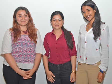 Natalia López Lombo, Camila Morales Gutiérrez y Daniela León Franco.