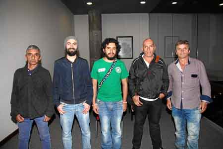 Ulises Giraldo, Leopoldo Panero, Jehú Londoño, Álvaro Serna Carmona y Fiyer Rodríguez, pintores y poetas.