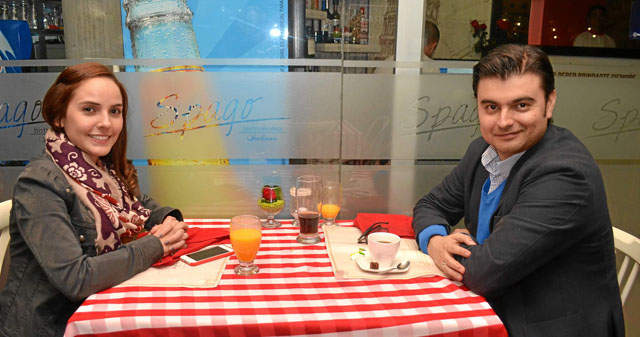 Los esposos Isabel Londoño Hoyos y Juan Pablo Duque Arbeláez compartieron en el restaurante Spago.