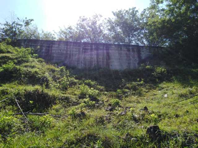 Por este sitio iba el motociclista. Chocó contra el muro y cayó en este potrero.