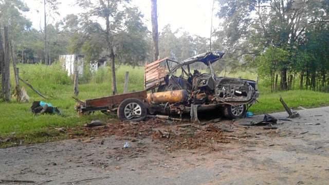 Esta camioneta fue usada para atacar a la Fuerza Pública. 