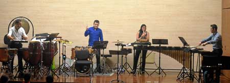 Ensamble de Metales y Percusión de la Orquesta Sinfónica de Caldas, durante su intervención.
