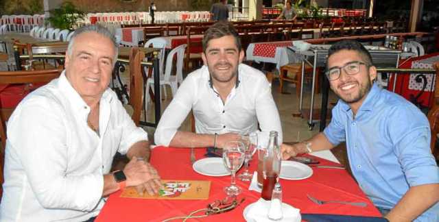 Jorge Ramírez Ramírez, Tomás Ramírez Ruiz y Juan Darío Franco Ramírez compartieron en un almuerzo en el Club Manizales.