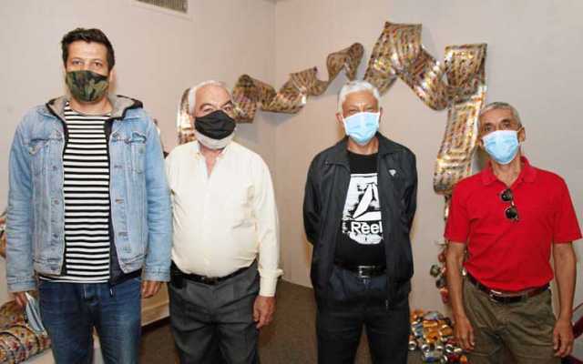 En la imagen los artistas plásticos: Carlos Martínez, Benjamín Patiño, Antonio José Villa, y Ulises Giraldo.