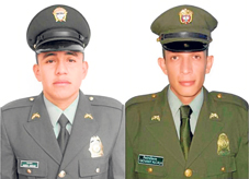 Los policías fallecidos el fin semana, de izquierda a derecha: Andrés Camilo Andrade, Geovanny Alcalá