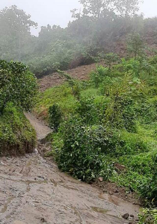 El derrumbe ocasionado por el invierno.