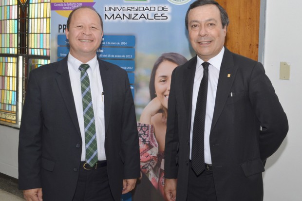 Guillermo Orlando Sierra Sierra, rector de la Universidad de Manizales, y Jorge Iván Jurado Salgado, vicerrector.