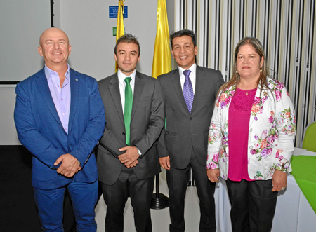 Martín Ramírez, secretario del deporte de Manizales; Ronald Bonilla, secretario del Deporte Departamental; Diego Espinoso, direc