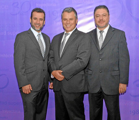 Germán Prieto Trujillo y Juan Carlos Prieto Trujillo, fundador Unitécnica, y Jaime Cárdenas Uribe, director de Unitécnica Pereir