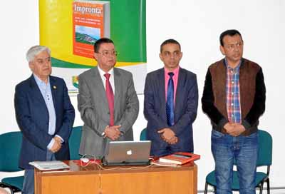 Fabio Vélez Correa, director de la Revista Impronta; Ángel María Ocampo Cardona, presidente de la Academia Caldense de Historia;