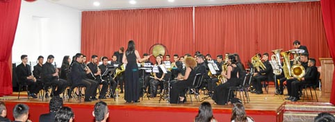 La Banda Sinfónica de la Universidad de Caldas, durante el concierto en el que se interpretaron obras de Johan Meij, Álvaro Rome
