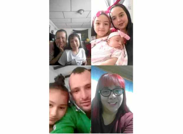 Mary Gómez y su hija, Ana María Gómez, con Andreina Bozza, Alejandra Valentina Noreña, Luciana Zuluaga Bozza, Nicol Dayana Ocamp