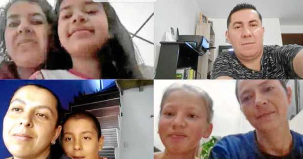 Gloria Patricia Albarán Álvarez y su hija, Dahiana Ballesteros Albarán, el profesor Fredy Gómez Buitrago, Yid Mary Salazar Ménde