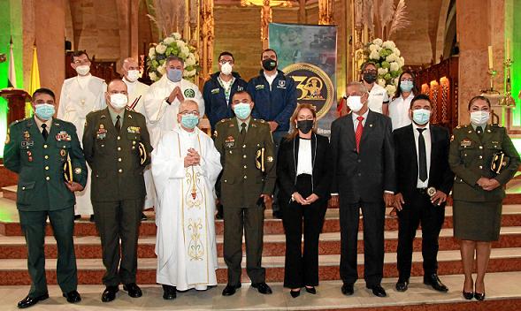 En la Catedral Basílica de Manizales se ofreció una eucaristía por los 130 años de la Policía Nacional. Mayor Cristian Manuel Ar