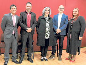 Milton Rosero Moreano, Jefe de Investigaciones; Gonzalo Taborda Ocampo, Vicerrector de Investigaciones y Posgrados; Luisa Fernan
