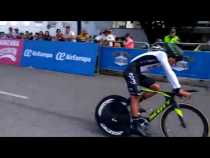 Llegada en el prólogo de la Vuelta a Colombia de Carlos Mario Ramírez