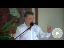 Presidente Santos en su visita a Bojayá (Chocó) luego de obtener el Premio Nobel de Paz