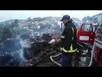 Calle real de Salamina incendiada