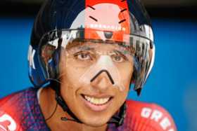 El ciclista colombiano Egan Bernal, tras un largo receso de casi un año, a causa de las lesiones que sufrió en un grave accident