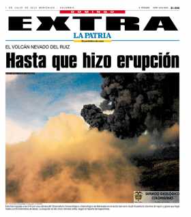 Edición EXTRA de LA PATRIA por erupción del Volcán Nevado del Ruiz