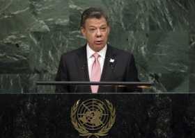 Juan Manuel Santos, presidente de Colombia, en la ONU. 