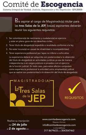 Comité de escogencia definió listado de aspirantes a magistrados de la JEP