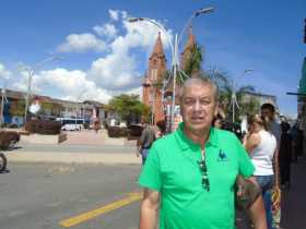 El alcalde de Anserma, Jennie de Jesús Betancurt, en la Plaza Jorge Robledo.