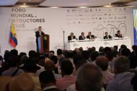 Foto | Federación Nacional de Cafeteros | LA PATRIA El presidente Juan Manuel Santos estuvo presente en el primer Foro Mundial d