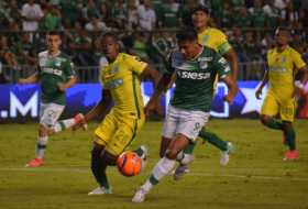 Jefferson Duque en la acción del segundo gol del Deportivo Cali