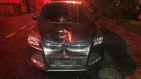 Así quedó el vehículo que atropelló al adulto mayor. El sitio del accidente es jurisdicción de Villamaría. 