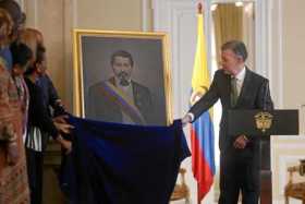 El presidente de la República, Juan Manuel Santos, en el salón Gobelinos de la Casa de Nariño, develó el retrato de Juan José Ni