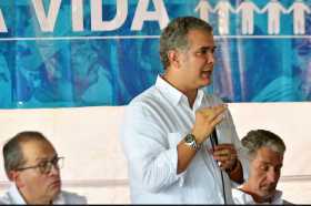 El presidente de la República, Iván Duque, en Apartadó tras finalizar la mesa de Protección por la vida.