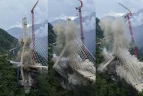 Ocho segundos tardó implosión del puente Chirajara