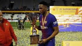 Yerry Mina ganó su primer título con el Barcelona