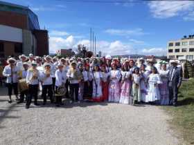 La Banda Sinfónica de la Institución Educativa Marino Gómez Estrada de Aguadas durante su participación en Paipa.