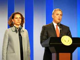 Foto | Colprensa | LA PATRIA  Nancy Patricia Gutiérrez, Ministra del Interior, junto a Iván Duque, presidente de la República, d