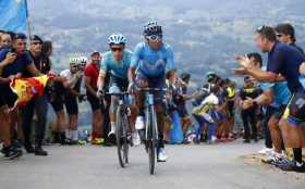 Nairo Quintana y Miguel Ángel López en la etapa 14 de la Vuelta a España 2018. 