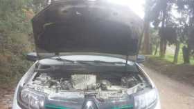 Así quedó el motor del taxi. 