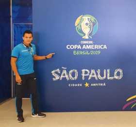 Nicolás Gallo, árbitro caldense que estará hoy en el VAR durante la final de la Copa América entre Brasil y Perú. 