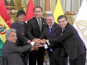 Foto | EFE | LA PATRIA  Los presidentes de los países miembros de la Comunidad Andina, Martín Vizcarra de Perú; Iván Duque, de C