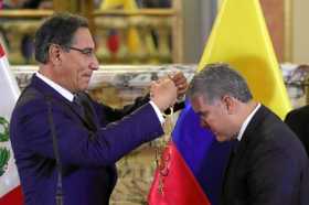 Durante la visita oficial de Duque, el presidente peruano lo condecoró con el gran collar de la Orden del Sol, la máxima distinc
